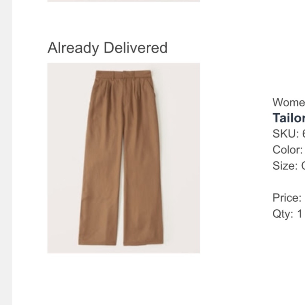 Abercrombie & Fitch Tailored Wide-Leg Trousers in Camel Brown